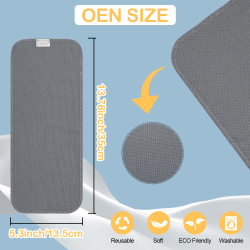 ALVABABY Reusable AWJ Liners 10 Pack Infant Baby Athletic Wicking Jersey Cloth Diaper Liners - Dark Grey 10RL1A-03