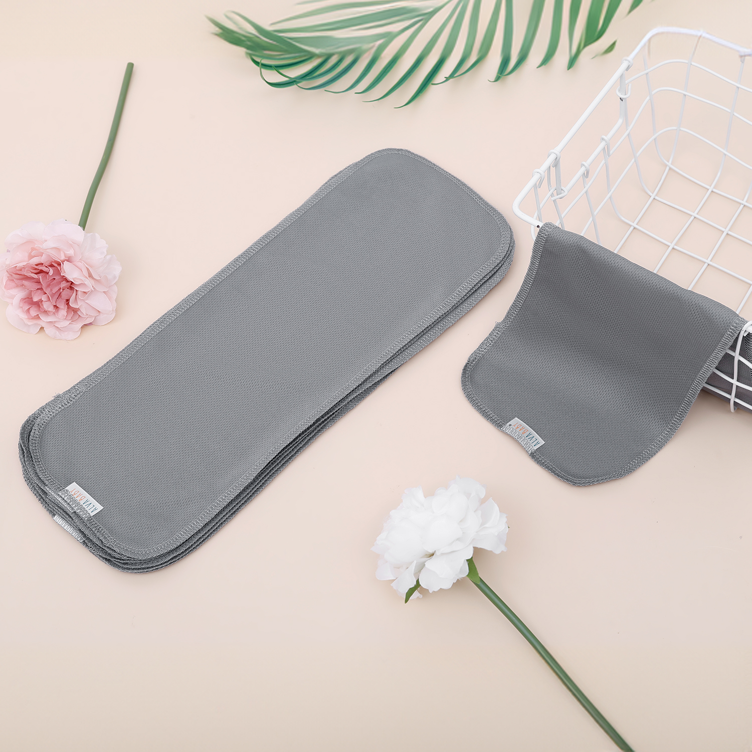 ALVABABY Reusable AWJ Liners 10 Pack Infant Baby Athletic Wicking Jersey Cloth Diaper Liners - Dark Grey 10RL1A-03