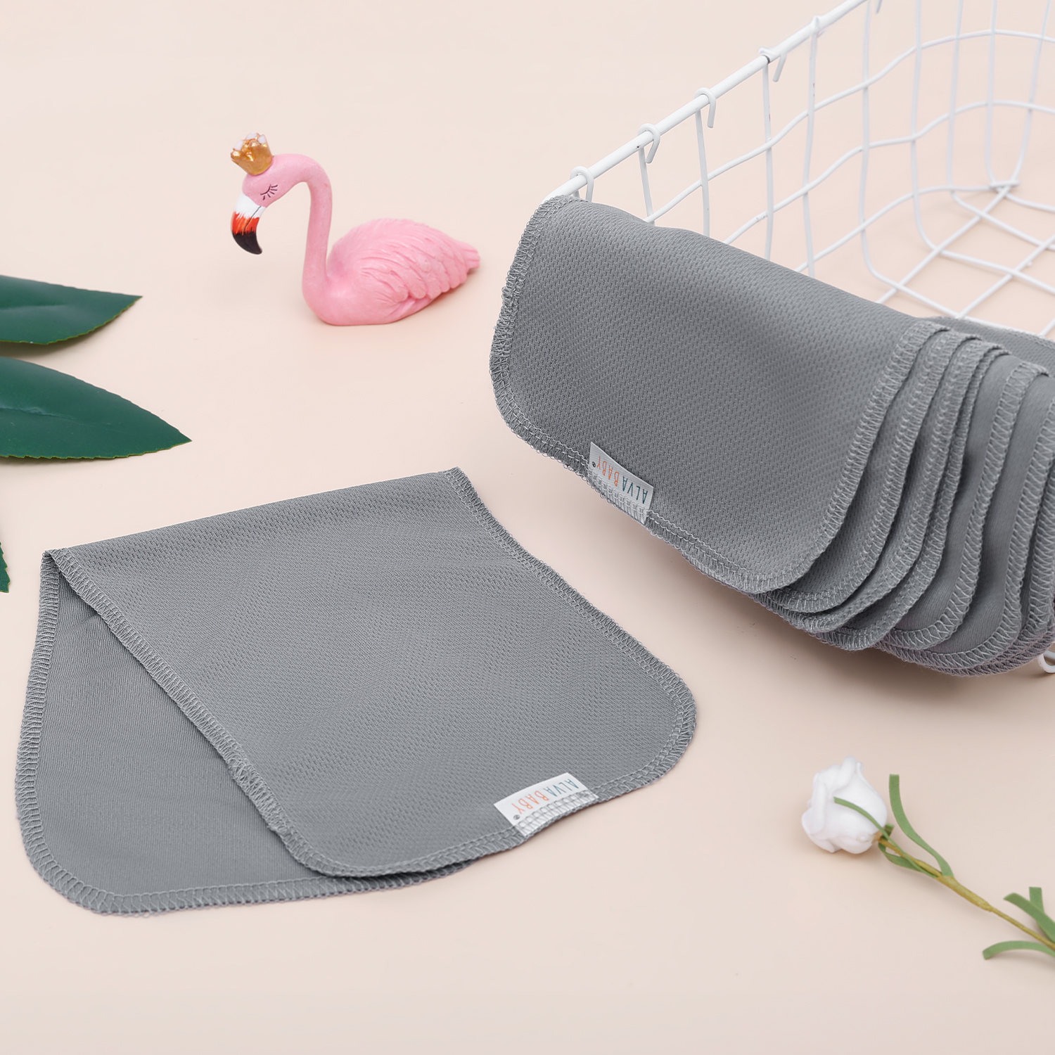 ALVABABY Reusable AWJ Liners 10 Pack Infant Baby Athletic Wicking Jersey Cloth Diaper Liners - Dark Grey 10RL1A-03