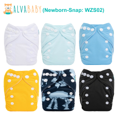 (All Packs) Newborn Cloth Diapers 6 Pack with 6 Microfiber Inserts Adjustable Washable Reusable for Baby Girls and Boys