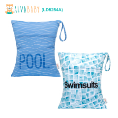 (All packs) ALVABABY 2pcs Cloth Diaper Wet Dry Bags Waterproof Reusable with Two Zippered Pockets Travel Beach Pool Daycare Yoga Gym Bags for Swimsuits or Wet Clothes