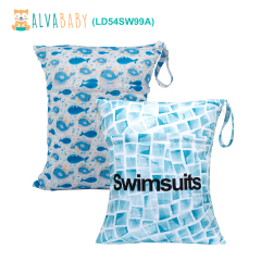 (All packs) ALVABABY 2pcs Cloth Diaper Wet Dry Bags Waterproof Reusable with Two Zippered Pockets Travel Beach Pool Daycare Yoga Gym Bags for Swimsuits or Wet Clothes