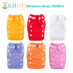 (All Packs) Newborn Cloth Diapers 6 Pack with 6 Microfiber Inserts Adjustable Washable Reusable for Baby Girls and Boys