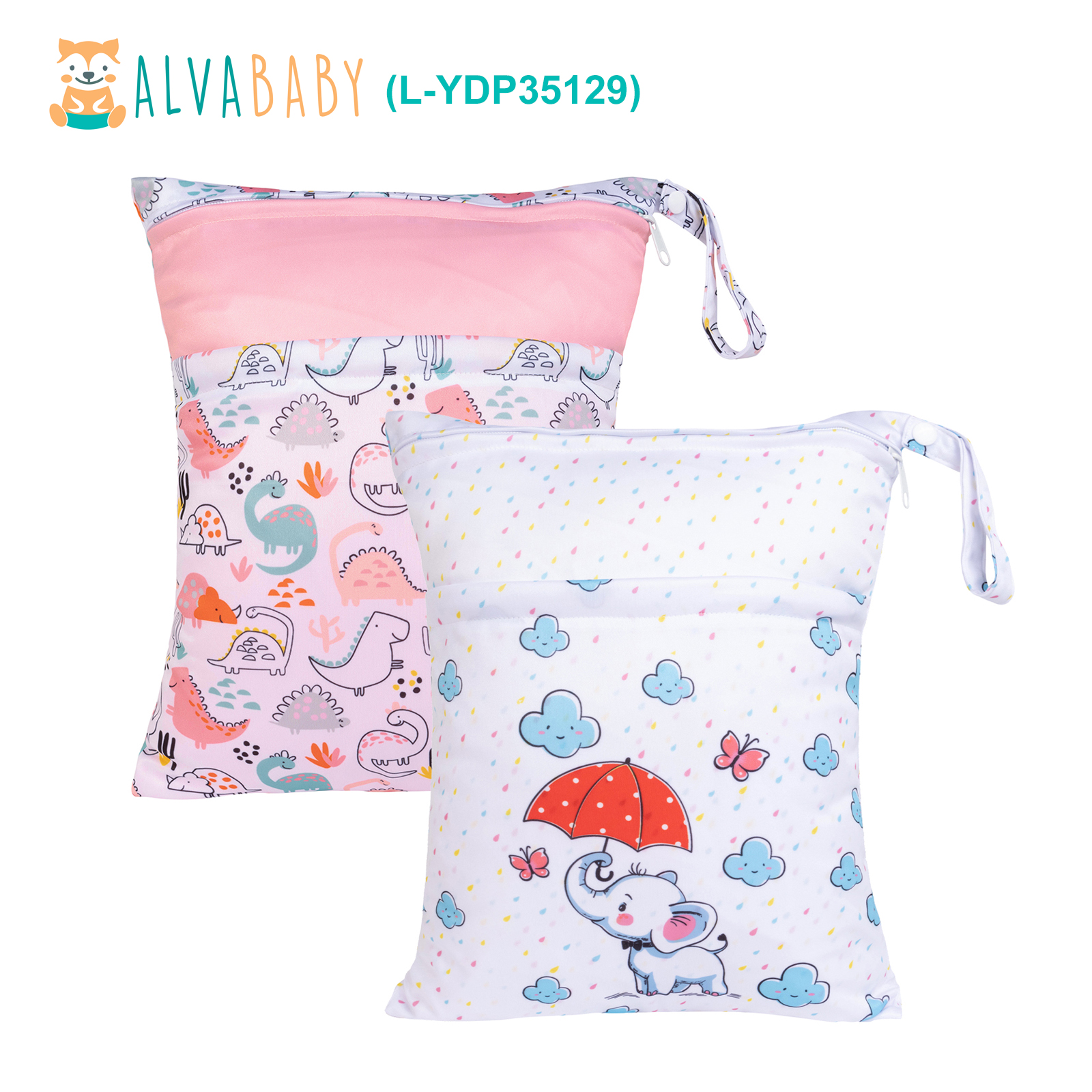 (Various packs) 2-Pack Waterproof Wet Dry Bags – Reusable Cloth Diaper Bags with Dual Zipper Pockets for Travel, Beach, Pool, Gym & Daycare