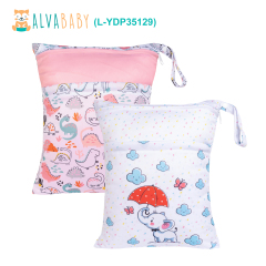(All packs) ALVABABY 2pcs Cloth Diaper Wet Dry Bags Waterproof Reusable with Two Zippered Pockets Travel Beach Pool Daycare Yoga Gym Bags for Swimsuits or Wet Clothes