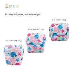 (All packs)ALVABABY 2-Pack Reusable Swim Diapers One Size Stylish Adjustable Washable for Swimming Lessons