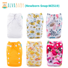 (All Packs) Newborn Cloth Diapers 6 Pack with 6 Microfiber Inserts Adjustable Washable Reusable for Baby Girls and Boys