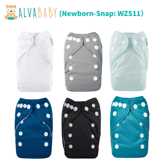 (All Packs) Newborn Cloth Diapers 6 Pack with 6 Microfiber Inserts Adjustable Washable Reusable for Baby Girls and Boys