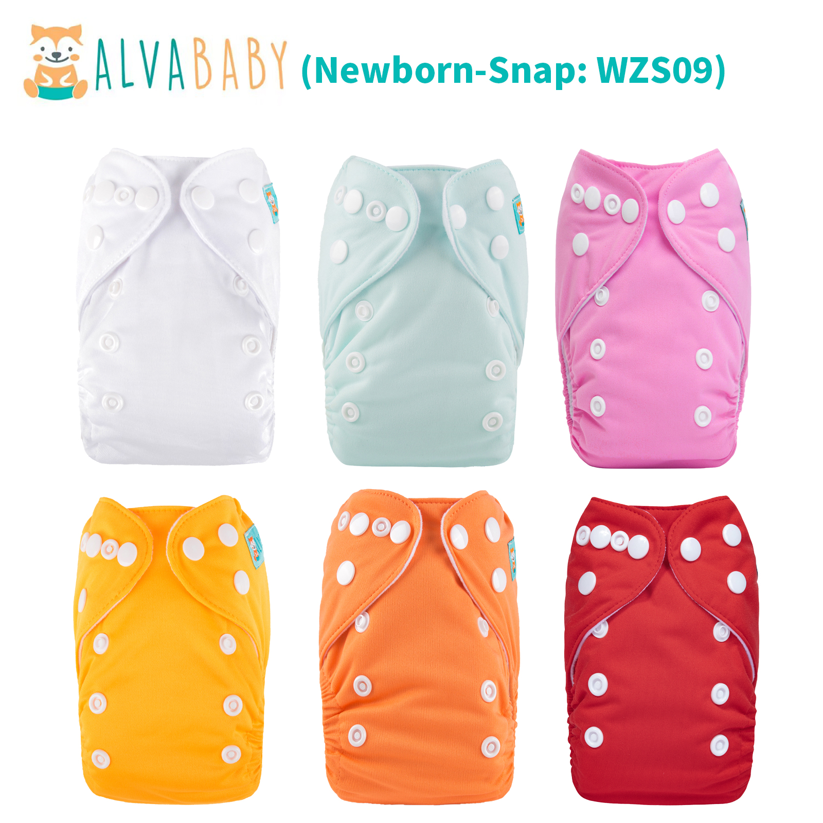 6-Pack Newborn Cloth Diapers with 6 Microfiber Inserts for Infants & Toddlers