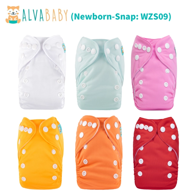 (All Packs) Newborn Cloth Diapers 6 Pack with 6 Microfiber Inserts Adjustable Washable Reusable for Baby Girls and Boys