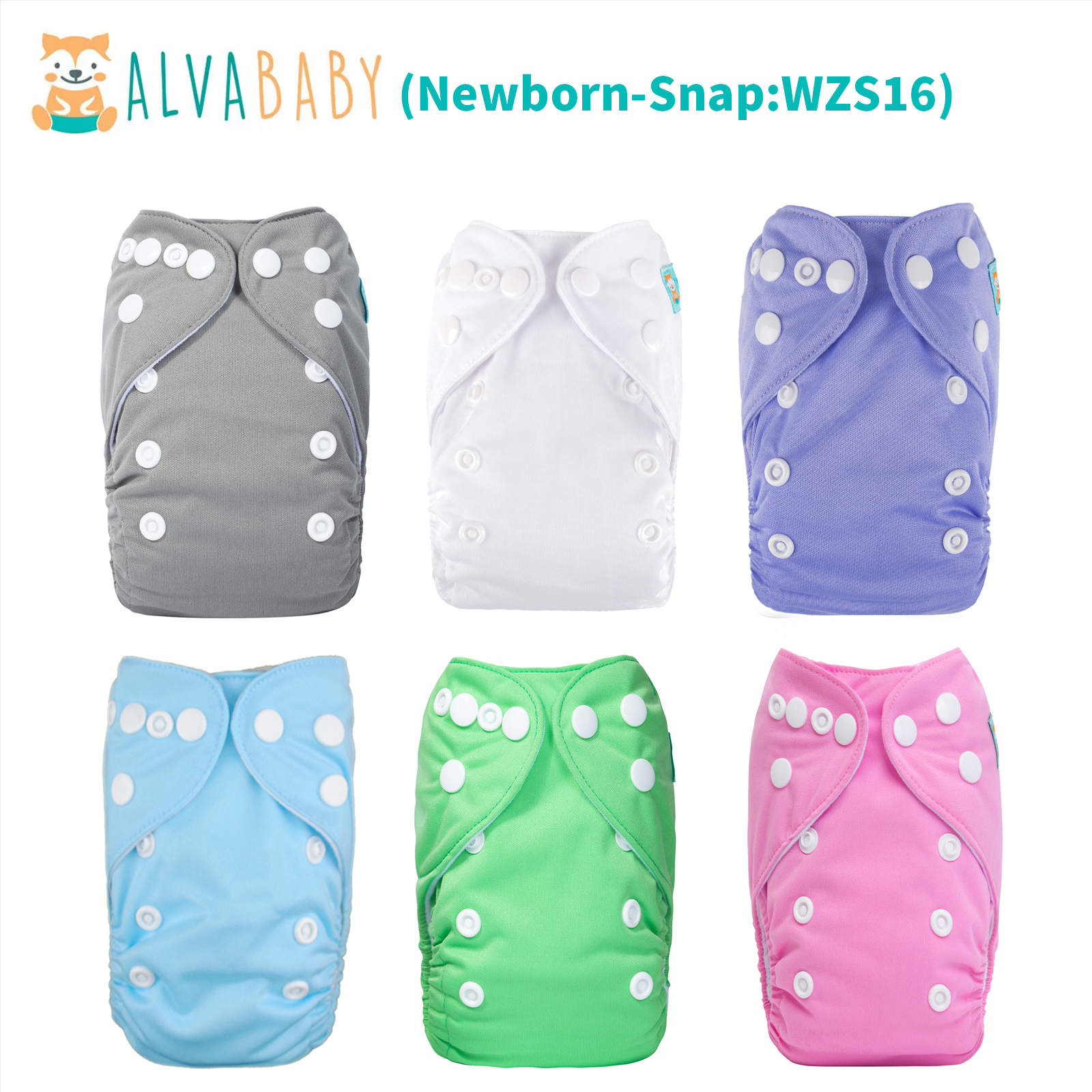 6-Pack Newborn Cloth Diapers with 6 Microfiber Inserts for Infants & Toddlers
