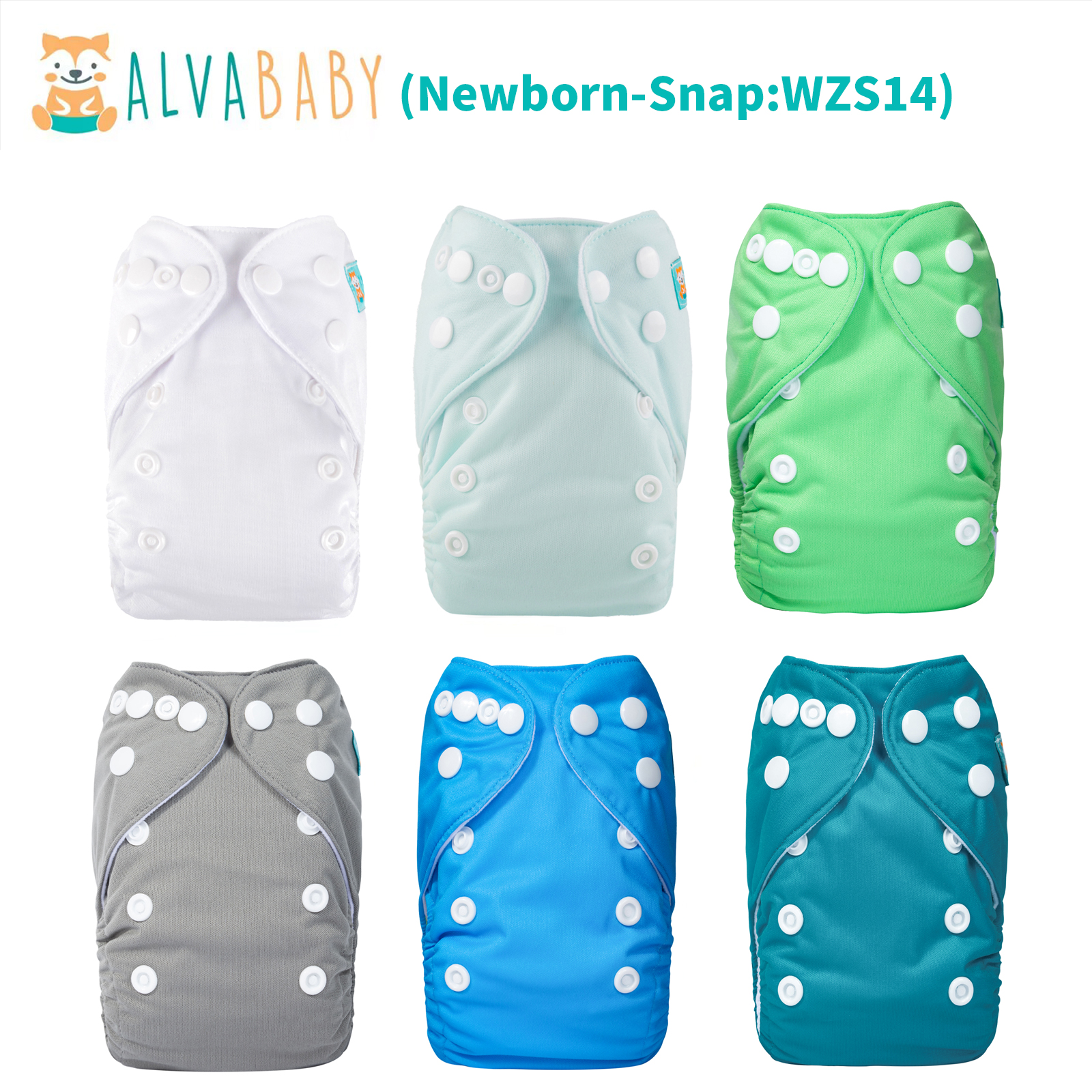 6-Pack Newborn Cloth Diapers with 6 Microfiber Inserts for Infants & Toddlers
