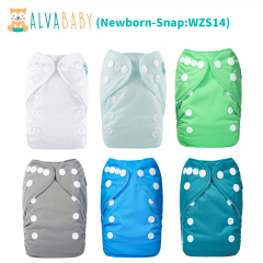 (All Packs) Newborn Cloth Diapers 6 Pack with 6 Microfiber Inserts Adjustable Washable Reusable for Baby Girls and Boys
