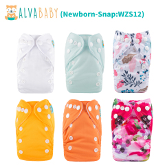(All Packs) Newborn Cloth Diapers 6 Pack with 6 Microfiber Inserts Adjustable Washable Reusable for Baby Girls and Boys