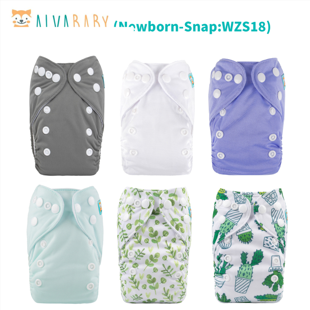 (All Packs) Newborn Cloth Diapers 6 Pack with 6 Microfiber Inserts Adjustable Washable Reusable for Baby Girls and Boys