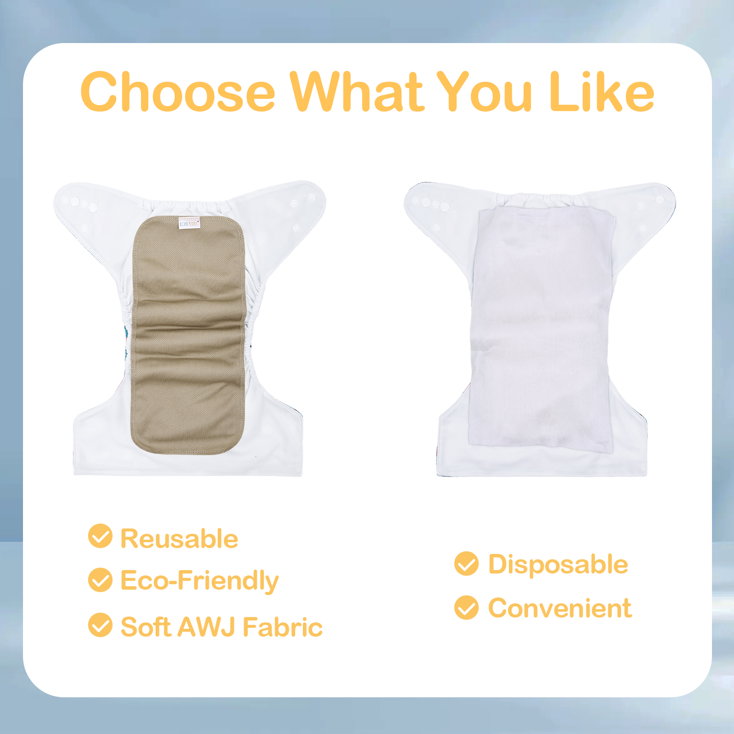 ALVABABY Reusable AWJ Liners 10 Pack Infant Baby Athletic Wicking Jersey Cloth Diaper Liners - Khaki 10RL1A-02