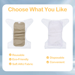 ALVABABY Reusable AWJ Liners 10 Pack Infant Baby Athletic Wicking Jersey Cloth Diaper Liners - Khaki 10RL1A-02