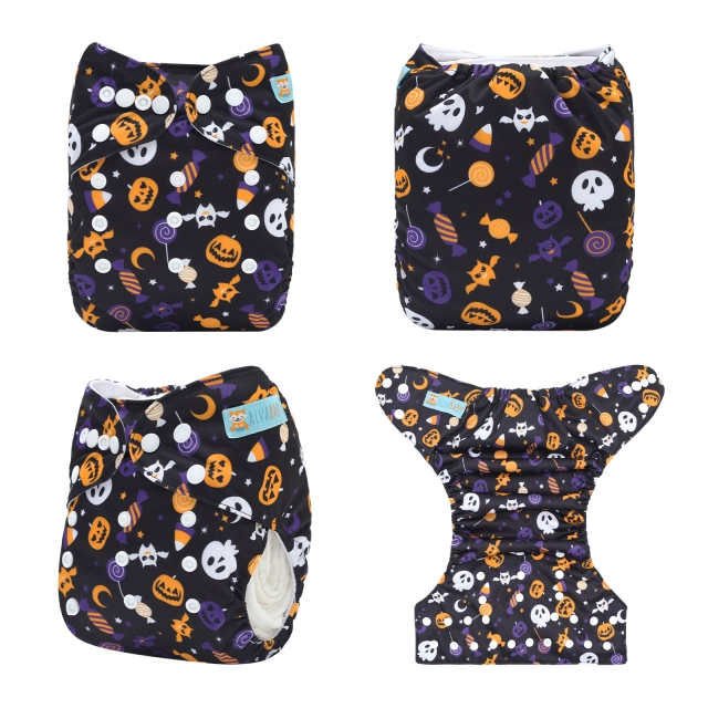 ALVABABY Halloween One Size  Printed Cloth Diaper -Pumpkin(Q89A)