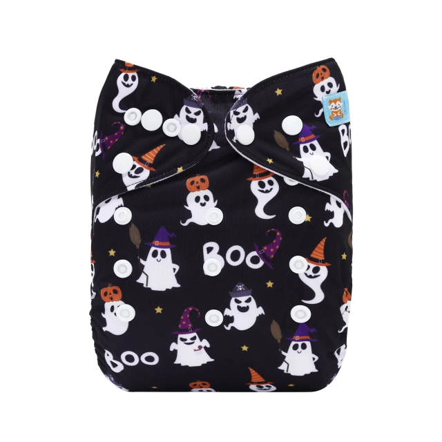 ALVABABY Halloween One Size Positioning Printed Cloth Diaper -Boo(QD89A)