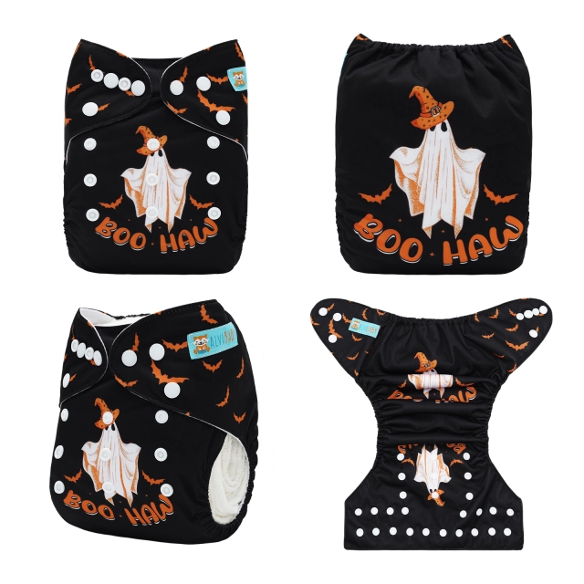 ALVABABY Halloween One Size Positioning Printed Cloth Diaper -Haw(QD84A)
