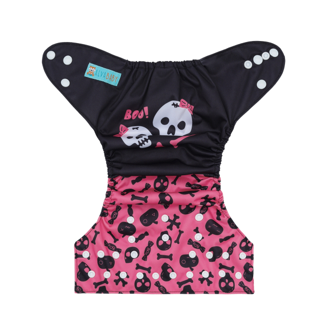 ALVABABY Halloween One Size Positioning Printed Cloth Diaper -Boo(QD88A)
