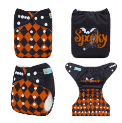 ALVABABY Halloween One Size Positioning Printed Cloth Diaper -Spooky(QD87A)
