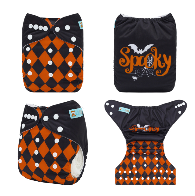 ALVABABY Halloween One Size Positioning Printed Cloth Diaper -Spooky(QD87A)