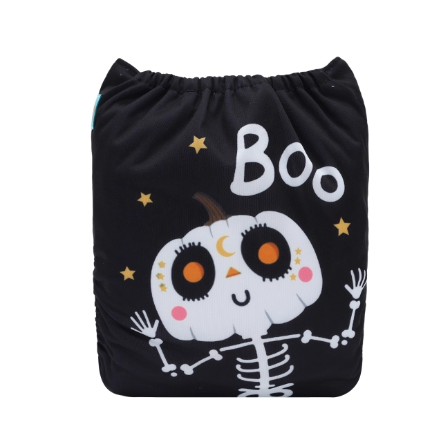 ALVABABY Halloween One Size Positioning Printed Cloth Diaper -Boo(QD85A)