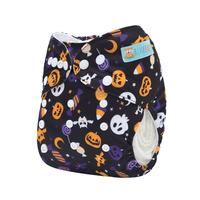 ALVABABY Halloween One Size  Printed Cloth Diaper -Pumpkin(Q89A)