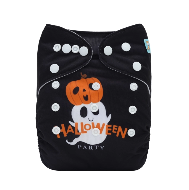 ALVABABY Halloween One Size Positioning Printed Cloth Diaper -Boo(QD85A)