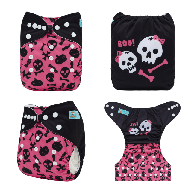 ALVABABY Halloween One Size Positioning Printed Cloth Diaper -Boo(QD88A)
