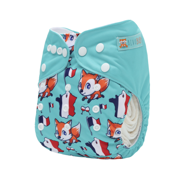 ALVABABY One Size Positioning Printed Cloth Diaper-FOX(YDP239A)