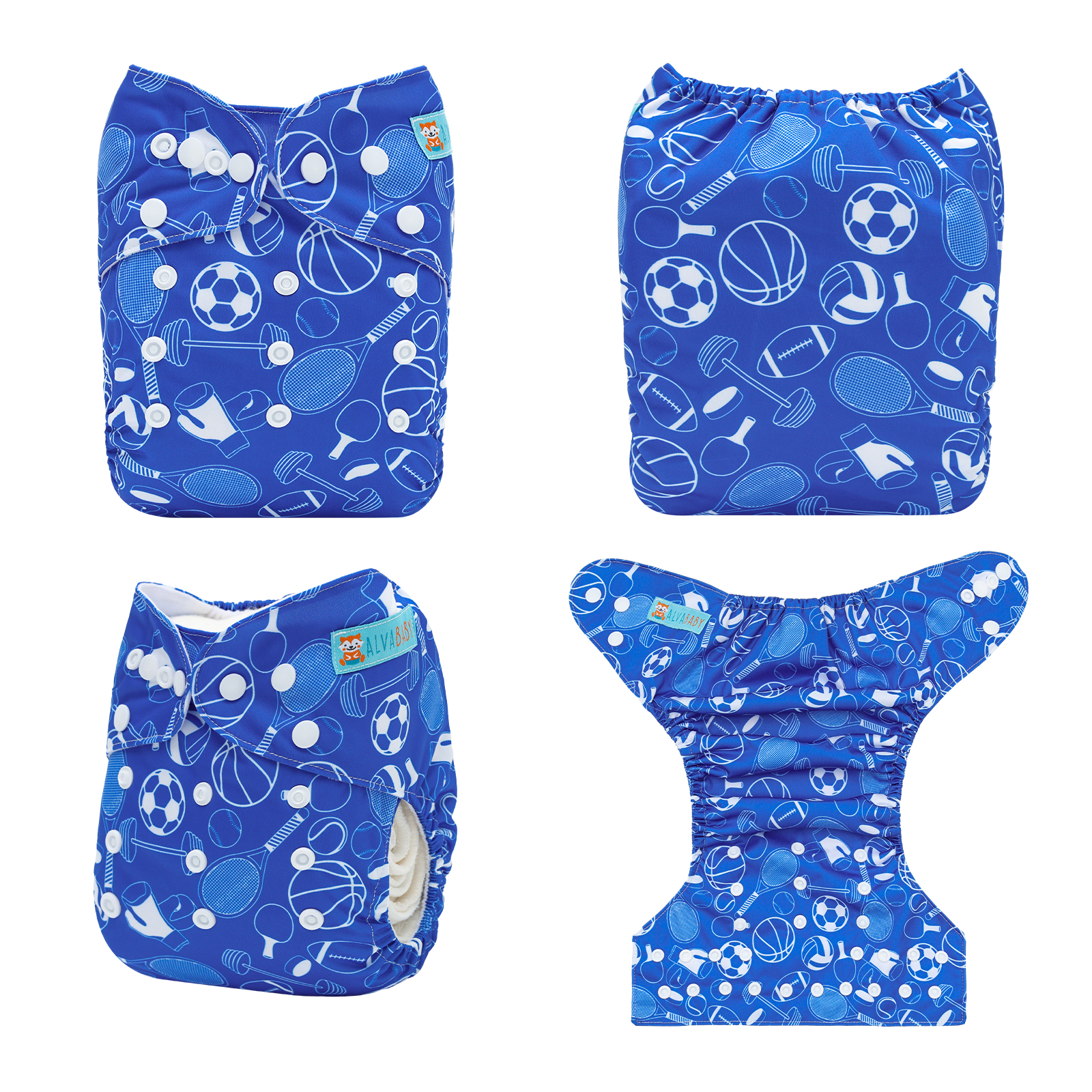 ALVABABY Print Cloth Diaper - One Size Adjustable Washable & Reusable Diaper for Babies and Toddlers (Ball, H455A)