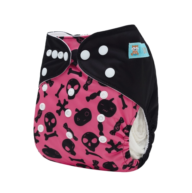 ALVABABY Halloween One Size Positioning Printed Cloth Diaper -Boo(QD88A)