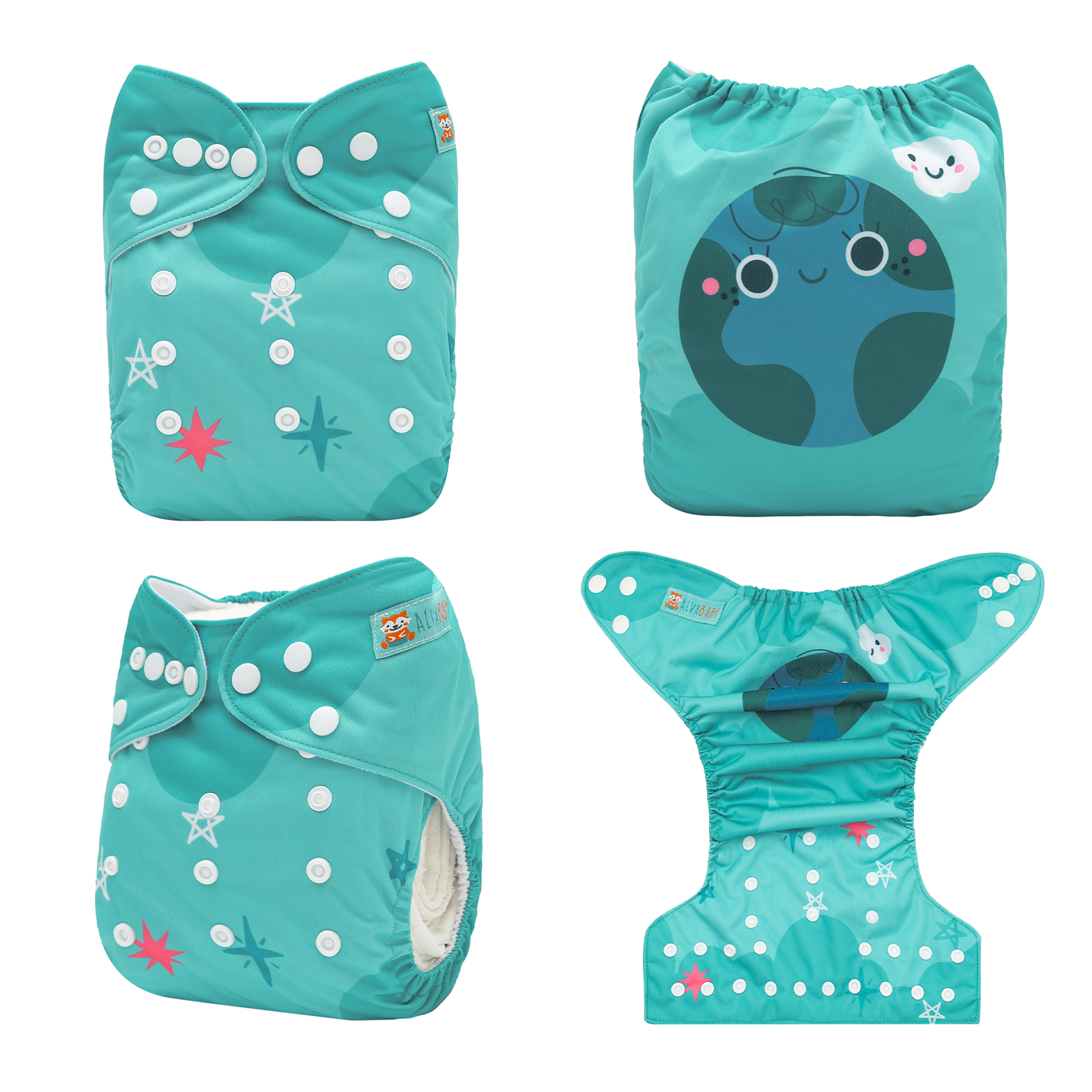 ALVABABY Positioning Cloth Diaper - One Size Adjustable Washable & Reusable Diaper for Babies and Toddlers (YDP242A)