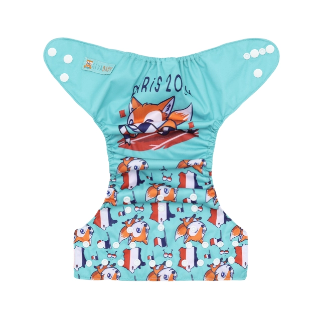 ALVABABY One Size Positioning Printed Cloth Diaper-FOX(YDP239A)