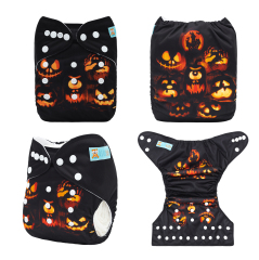 ALVABABY Halloween One Size Positioning Printed Cloth Diaper -(QD86A)