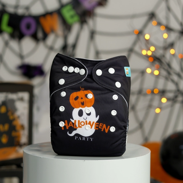 ALVABABY Halloween One Size Positioning Printed Cloth Diaper -Boo(QD85A)