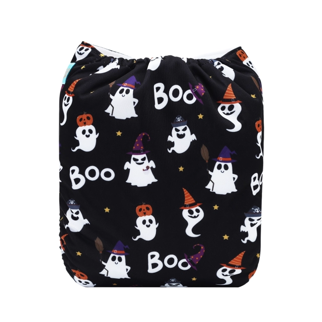 ALVABABY Halloween One Size Positioning Printed Cloth Diaper -Boo(QD89A)