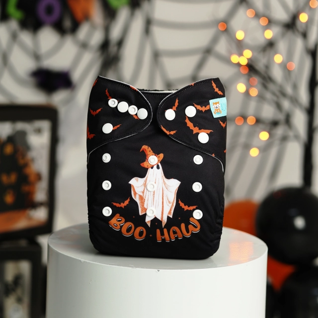 ALVABABY Halloween One Size Positioning Printed Cloth Diaper -Haw(QD84A)