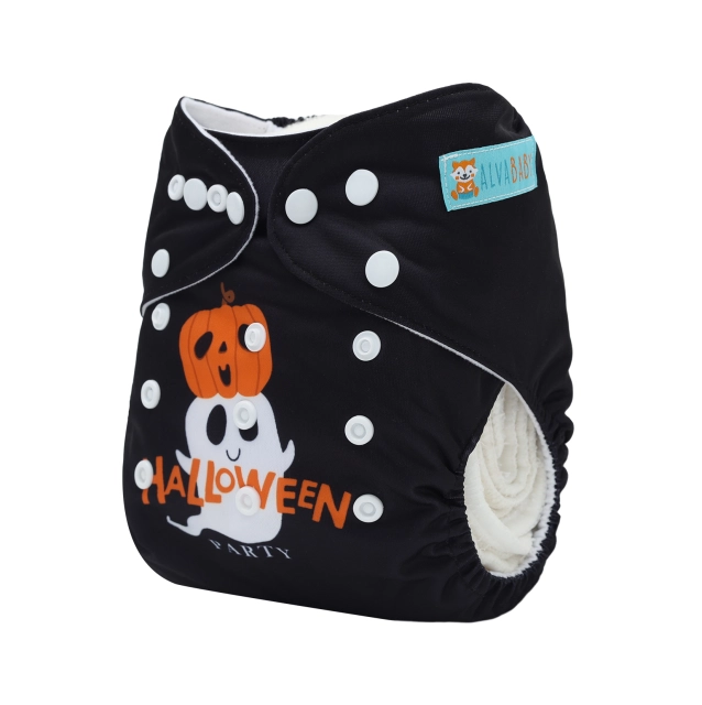 ALVABABY Halloween One Size Positioning Printed Cloth Diaper -Boo(QD85A)