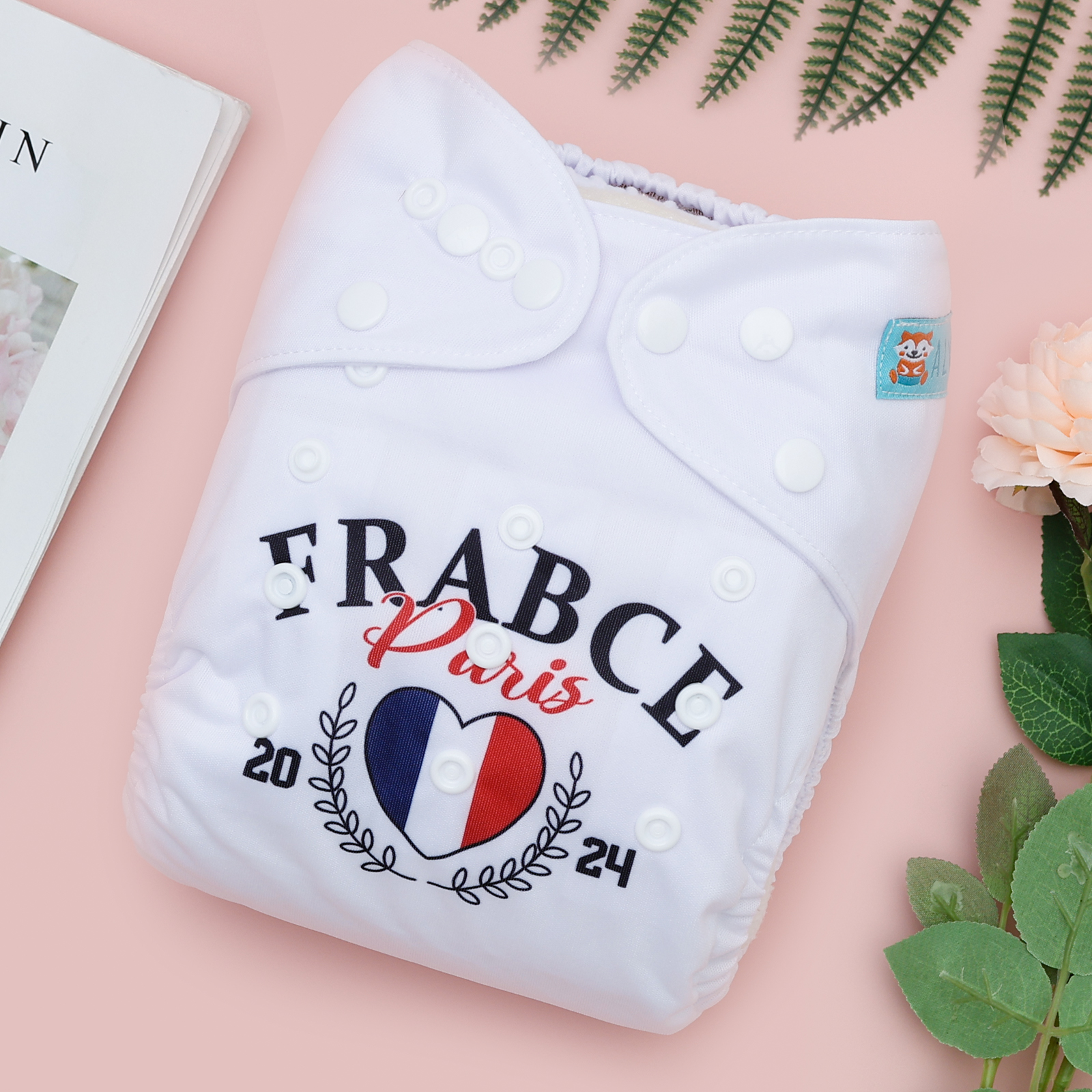 ALVABABY Pocket Cloth Diaper - One Size Adjustable Washable & Reusable Diaper for Babies & Toddlers (France, YDP241A)