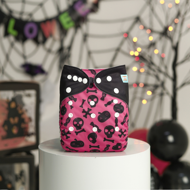 ALVABABY Halloween One Size Positioning Printed Cloth Diaper -Boo(QD88A)