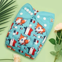 ALVABABY One Size Positioning Printed Cloth Diaper-FOX(YDP239A)
