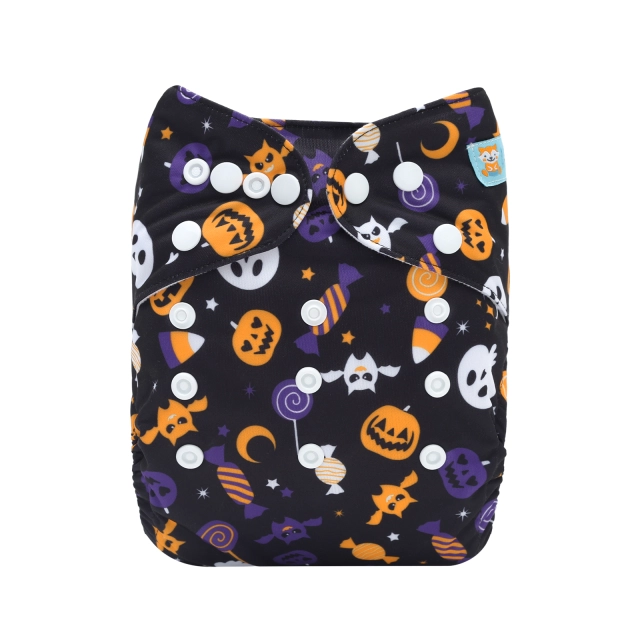 ALVABABY Halloween One Size  Printed Cloth Diaper -Pumpkin(Q89A)