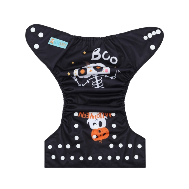 ALVABABY Halloween One Size Positioning Printed Cloth Diaper -Boo(QD85A)
