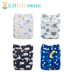 (All Packs)ALVABABY 4PCS Diapers with 4 Microfiber inserts