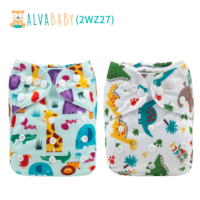 (All Packs)ALVABABY 2PCS Diapers with 2 Microfiber inserts