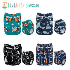 (All Packs)ALVABABY 4PCS Diapers with 4 Microfiber inserts