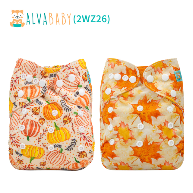 (All Packs)ALVABABY 2PCS Diapers with 2 Microfiber inserts